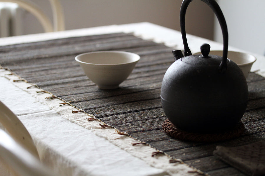 Dusk Chabu Table Runner. Hand loomed natural fibres.