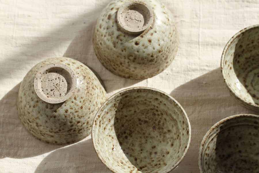 Tea Bowls, handmade stoneware, for Zen Tea Ceremony (white jade)