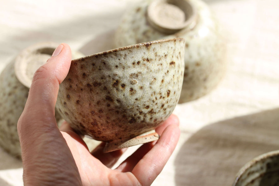 Tea Bowls, handmade stoneware, for Zen Tea Ceremony (white jade)