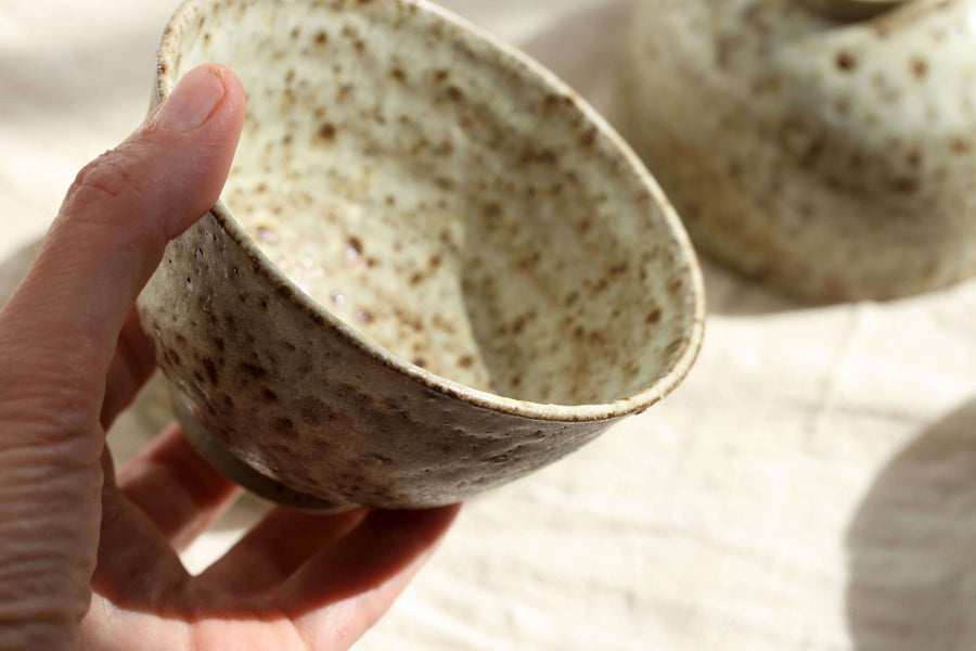 Tea Bowls, handmade stoneware, for Zen Tea Ceremony (white jade)