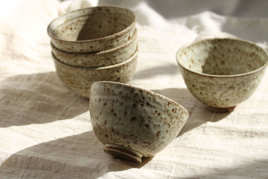 Tea Bowls, handmade stoneware, for Zen Tea Ceremony (white jade)